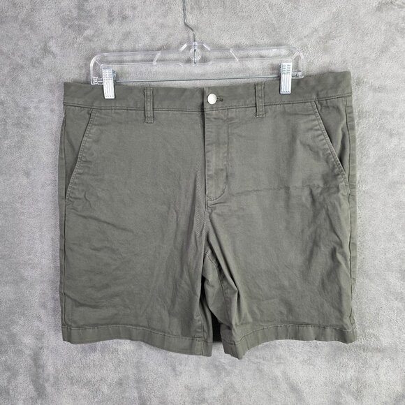 Mens Memeber's Mark Green Twill Shorts Flat Front 8" Inseam Cotton Stretch 36 - Picture 2 of 10
